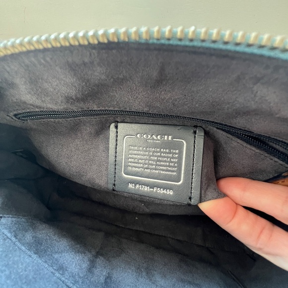 COACH MINI SIERRA SATCHEL IN SIGNATURE DEBOSSED PATENT LEATHER F55450 SV/AQUA - Picture 9 of 14